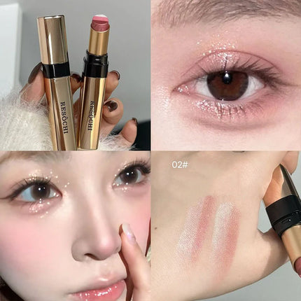 3 in 1 Pearly Highlighter Eyeshadow Stick Makeup Waterproof Long Lasting Glitter Eyeshadow Eyeliner Lazy Quick Makeup Cosmetics