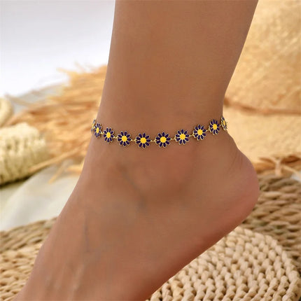 Sweet Daisy Flower Anklets for Women Beach Starfish Seashell Beads Anklet Leg Bracelet Bohemian Foot Chain Sandals Jewelry Gifts
