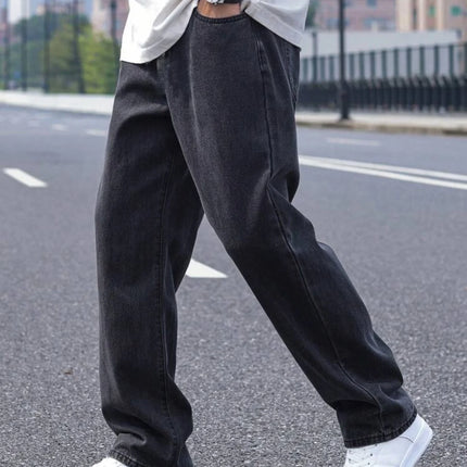 2025 New Men's Casual Long Jeans, Classic Men's Straight-Leg Jeans & Wide-Leg Jeans, Solid Color