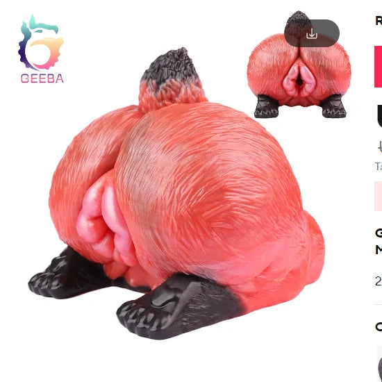 2025 Simulation Animal Fox Buttock Inverted Mold Silicone Fantasy Male Masturbator Pocket Penis Stroker Onahole Channel Sex Toy