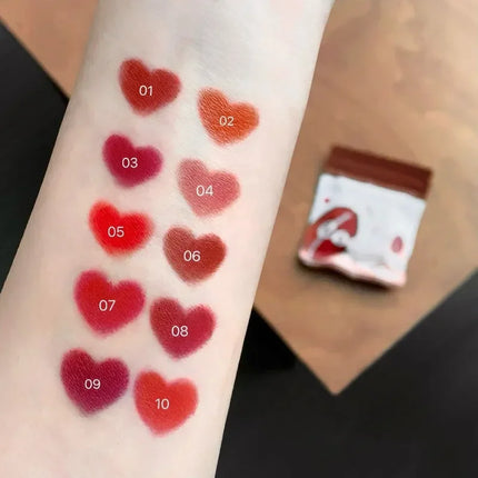 10pcs/set Mini Cocoa Lipsticks Long Lasting Velvet Matte Capsule Lipstick Natural Chocolate Solid Lip Gloss Makeup Cosmetic Gift