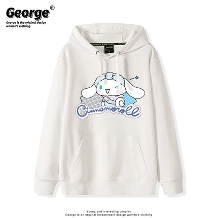 Korean Cute Cinnamoroll Hook Haze Blue Hooded Sweater Cute Girl Loose Versatile Girlfriend College Style Loose Long Sleeve Top