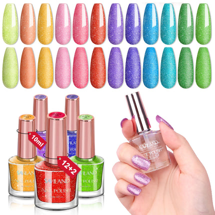 SAVILAND 12 Color Pastel Nail Polish Set Quick Dry Non Gel Formula with Castor Oil Base Top Glossy Coat for Manicure Art
