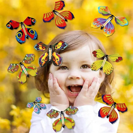 1/3/5/10pcs Magic Flying Butterfly Wind Up Butterfly Fairy Flying Toys Rubber Band Powered Bookmark Surprise Wedding Birthday