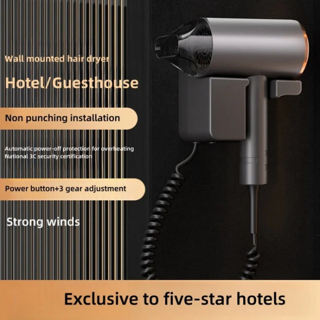 New Hotel And Guesthouse Specific Hair Dryer 1600w High-Power Quick Drying Hole Free Wall Mounted Household Hair Dryer Cylinder