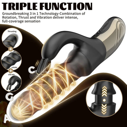 2026 Tornado Swirling G Spot Rabbit Vibrator 360° Rotating Thrusting Female Sex Toys for Clitoral Anal Stimulation Masturbation
