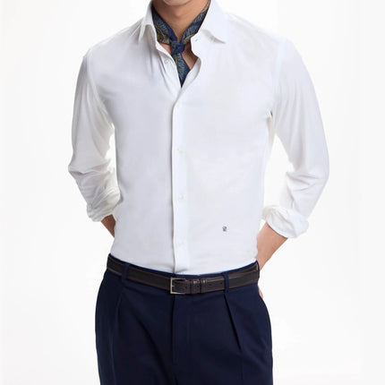CH Men's buttoned shirt long-sleeved business casual top suitable for daily wear comfortable and pleasant to wear.