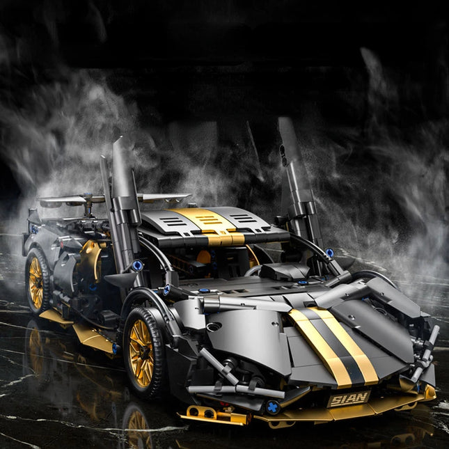 Technology 1:14 Black Supercar racing building blocks assembled brick car toy gift for boys birthday present