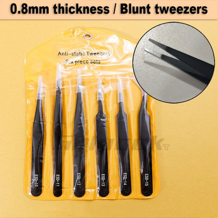 Antistatic Stainless Steel Tweezers 6 PCS Precision Maintenance Industrial Repair Curved Tool Home Work Model Making Hand Tools