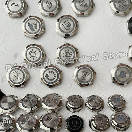 16/19/22mm Custom Metal Push Button Switch with Wire Car pattern DIY Waterproof Latching Momentary 12V 220V 5V Boat Logo Switch