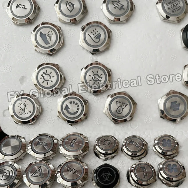 16/19/22mm Custom Metal Push Button Switch with Wire Car pattern DIY Waterproof Latching Momentary 12V 220V 5V Boat Logo Switch