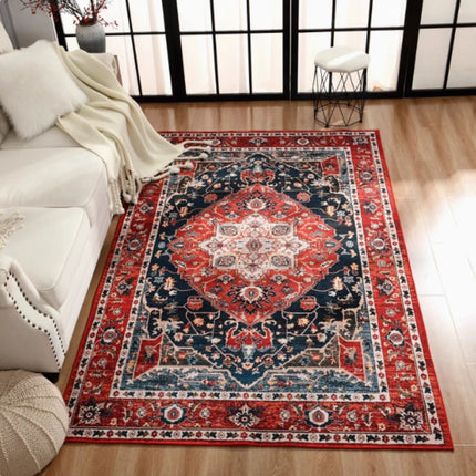 Tapis de style rétro américain pour chambre à coucher Grand tapis de salon Décoration Tapis antidérapant Lavable Tapis de sol de salon Tapis doux pour la maison