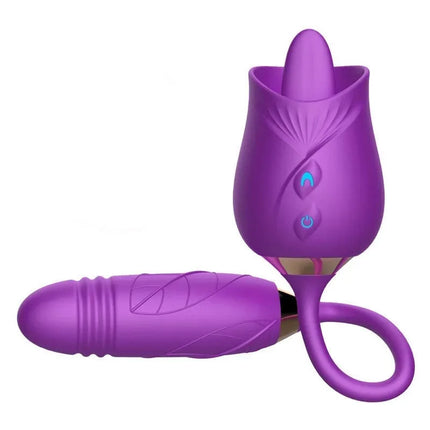 Rose Tongue Vibrator for Women Powerful Licking Clitoris Stimulation Telescopic Dildo Thrusting Licking Vagin Massager Sex Toys