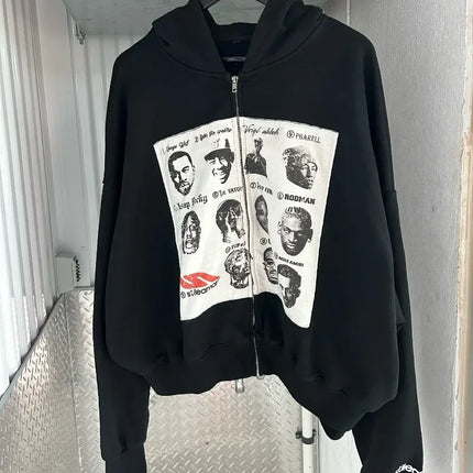 New Harajuku Solid Color Printed Pattern Hoodie for Women Retro Fashion Casual Gothic Men and Women Sports Hoodies traf