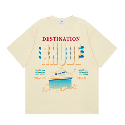 2026 New  RHUDE Men's Print Casual Shorts Loose Fit Nylon Drawstring Basketball Street Beach Shorts with Pockets Fast Delivery