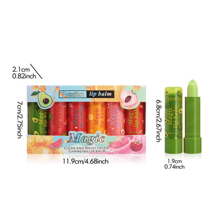 6pcs Fruit colored lipstick, nourishing lips, caring for lips, natural moisturizing lipstick, neutral adult lip care