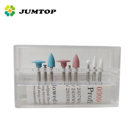 JUMTOP 9Pcs/Box Dental Composite Polishing Kit for Low Speed Handpiece Contra Angle Resin Sanding Polishing Set Dentistry Tool