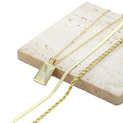 Layered Pedant Necklaces for Women Stackable 14K Real Gold Plated Silver Chain Necklace Layering Pendant Necklace Trendy Jewelry