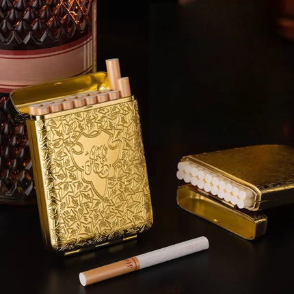 16PCS Capacity Luxury Vintage Engraved Cigarette Case Container Smoking Accessories Pocket Cigarette Box Holder 84mm Storage Box