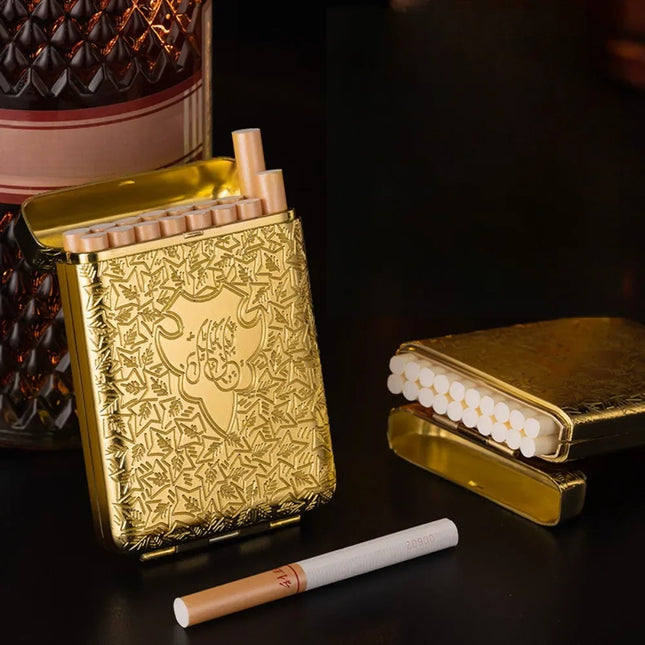 16PCS Capacity Luxury Vintage Engraved Cigarette Case Container Smoking Accessories Pocket Cigarette Box Holder 84mm Storage Box