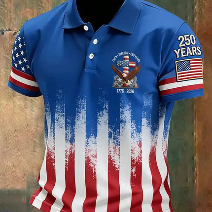 2026 America 250th Anniversary Polo Shirt USA Flag 1776–2026 Patriotic Shirt American Independence Day Apparel Fourth Of July