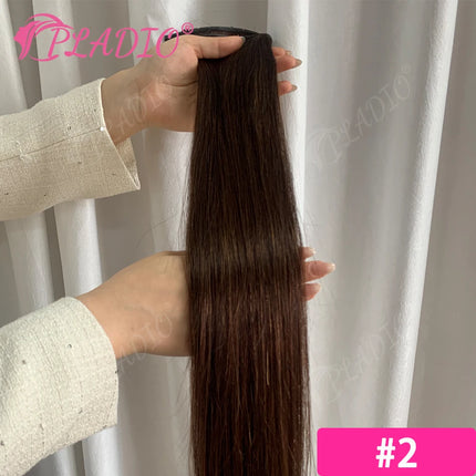 Butterfly Weft Hair Extensions Human Hair Remy Double Invisible Hand-Tied Look Silky Straight 100g Color 2 Add Volume