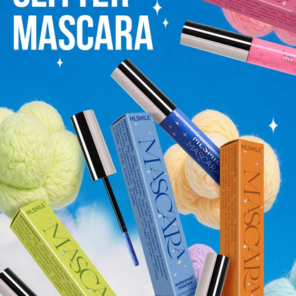 MLSMILE Shiny Pearlescent Colorful Mascara Waterproof Sweat Proof Quick Dry Lasting Matte Blue Mascara Glitter Gold Eyelashes