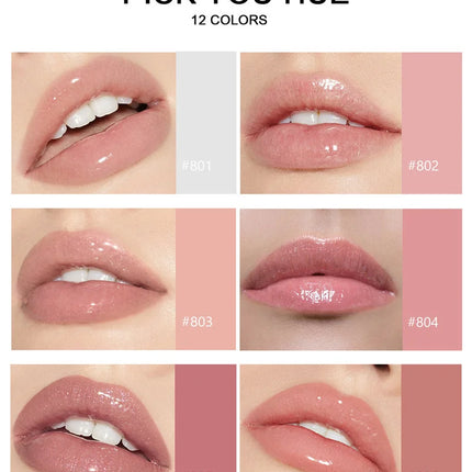 12 Colors Mirror Pearl Lip Gloss Long-lasting Moisturizing Shine Glitter Lip Glaze Waterproof Glass Liquid Lipstick Women Makeup
