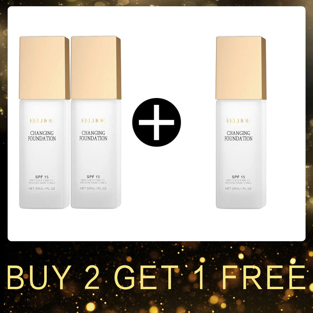 EELHOE Colour Change Foundation Spf 15 Oil Control Waterproof Sweatproof Matte Moisturizing Face Makeup Full Coverage Foundation