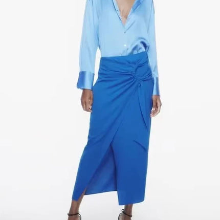 Classic Silk Satin Feel Shirt New Spring Collection Long Sleeve Polyester Fabric Women's Premium Fashion Regular Length