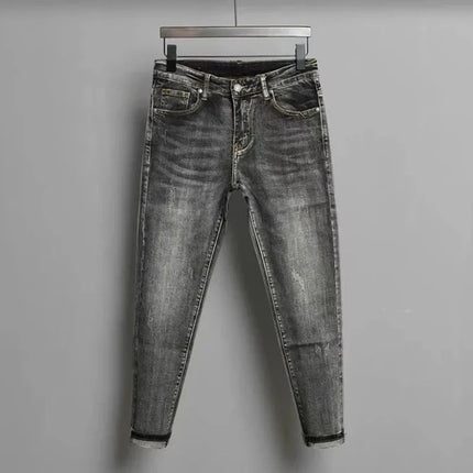 Male Cowboy Pants Black Trousers with Pockets Jeans for Men Cropped Stacked High Quality New in Autumn Clothing 2025 Fashion Xs