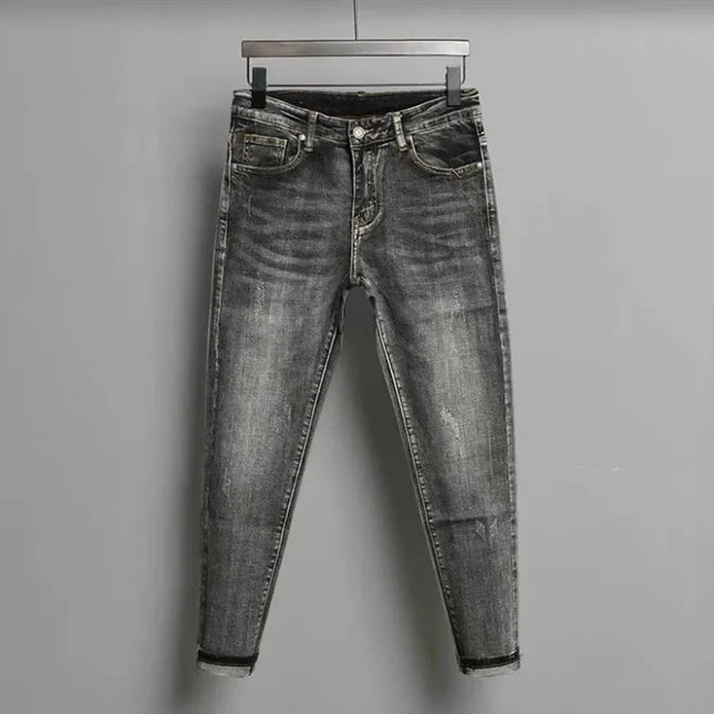 Male Cowboy Pants Black Trousers with Pockets Jeans for Men Cropped Stacked High Quality New in Autumn Clothing 2025 Fashion Xs