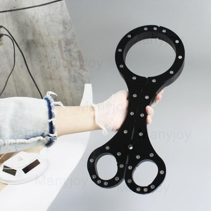 Luxury Crystal Wrist Oval Handcuffs Neck Collar Cangue Shackles Pillory Cangue Fixed Handcuffs To Collar Bondage Adult Sex Toys