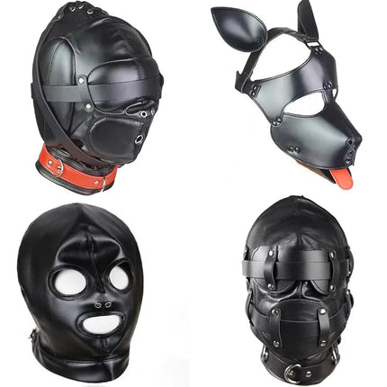 Bdsm Mask With Gag,Gear Bondage,Role Play Hood Padded Blindfold,Sex Toys For Couples,Head Harness SM Products