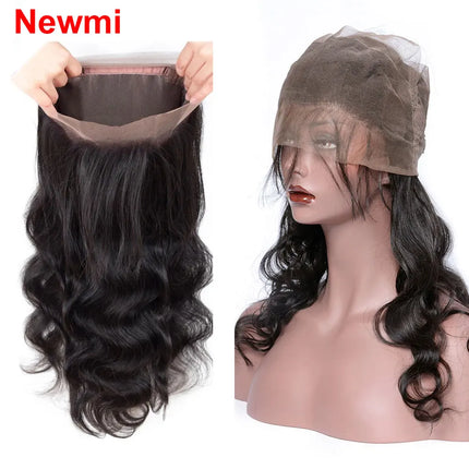 Body Wave Human Hair 360 Lace Frontal Only Body Wave 360 Lace Closure Human Hair Transparent Lace Pre plucked Natural HairLine