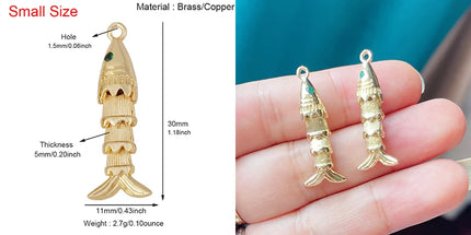 Enamel Fish Bone Squid Marine Sea Dalphin Charm Pendant,18K Real Gold Silver Plated Zircon Jewelry Finding Supplies S87 S75