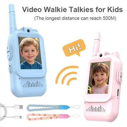 Video Walkie Talkies for Kids 2 Pack Rechargeable Toddler Toys for Indoor Camping Travel Birthday Gfits for Kids Ages 3-12