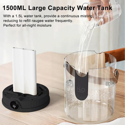 1.5L Air Humidifier Large Capacity Home Humidifier Silent Mist Maker 1800mAh Battery USB Rechargeable Humidifier with LED Light