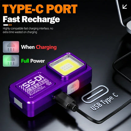 Mini Portable Rechargeable LED Torch Light, Waterproof Outdoor Work Pocket Flashlight with Clip Magnet Compact LED Flashlight
