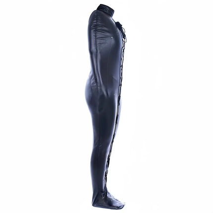 Sexy Porn Lingerie Full Body Bodysuit with Stretch PU Leather Bondage Sleeping Bag for Women Exotic Apparelt Costumes
