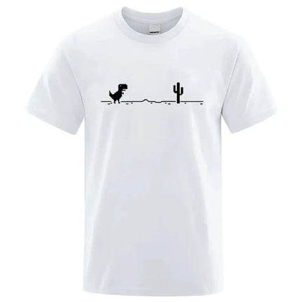 Men's T-shirts Printed Dinosaur Cactus Funny Tops Summer Cotton T-shirt for Men Casual O-Neck Tee Shirts Streetwear Basic Top