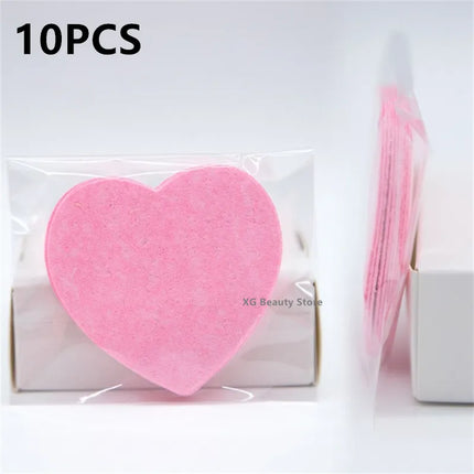 10/20/50PCS Heart Shape Reusable Facial Sponges Pad Compressed Natural Facial Cleansing Pads Exfoliating For Cleansing