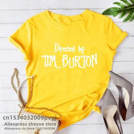 Directed By Tim Burton T-shirt Women Harajuku Summer Letter Print Classic T Shirt Casual Short Sleeve O-neck Women's T-shirt