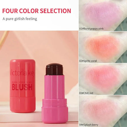 4pcs Original Jelly Blush Stick Milk Makeup Lasting Brightens Facial Cheek Stick Moisturizing Flash Lip Gloss Lip Gloss Face