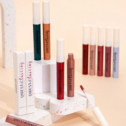 QIBEST Liquid Lipstick Waterproof Velvet Nude Matte Sexy Red Lip Gloss Long Lasting Nonstick Lip Stain Makeup 24 Colors Hots