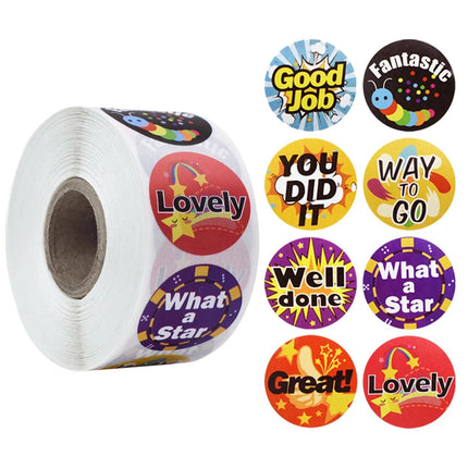 100-500pcs Cute Reward Stickers Roll with Word Motivational Stickers for School Teacher Kids Student Stationery Stickers Kids