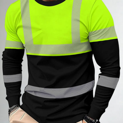 Men's 3D Printed New Secure Logo Color Blocking Design Long-Sleeved T-Shir Fashion Spring Daily Casual Work Wear Men's T-Shirts
