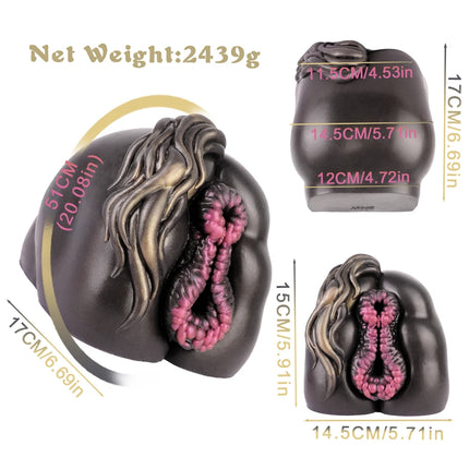 SHAZ Realistic Horse Vagina&Anal Two Channel Stroker, Skin-Friendly Silicone Onahole, Penis Training Stimulator, Sex Toy for Men