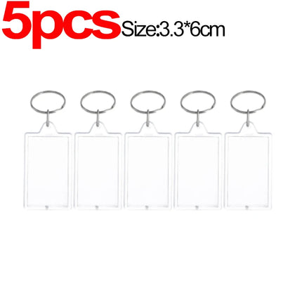1/20Pcs Blank Acrylic Picture Keychain DIY Clear Insert Photo Split Key Ring Frame Key Chains Couple Anniversary Graduation Gift