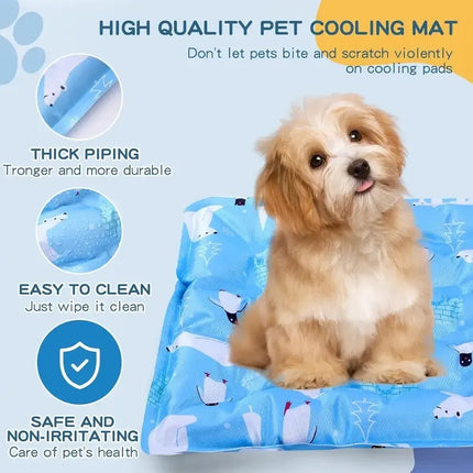 Cute Floor Mat Cool Pet Cooling Mat Self Added Water Dog Cold Bed Mat Portable Durable Pet Ice Cushion For Small Large Dogs